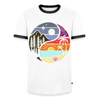 Yin Yang nature love - Men's Ringer Shirt - white/black - Front - AI Model Female 172 light (172cm) & AI Model Male 178 dark (178cm)