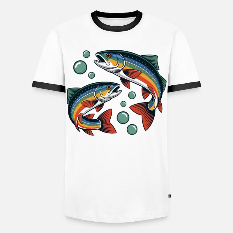 Regenbogenforellen - Männer Kontrast-T-Shirt - Weiß/Schwarz