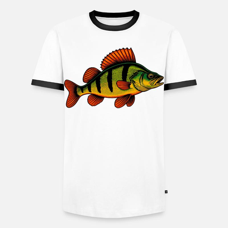 Barsch Flussbarsch Barschangeln Barsche Barsch - Männer Kontrast-T-Shirt - Weiß/Schwarz