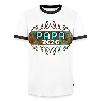 DAD BABY 2026 - Men's Ringer Shirt - white/black - Front - AI Model Female 172 light (172cm) & AI Model Male 178 dark (178cm)