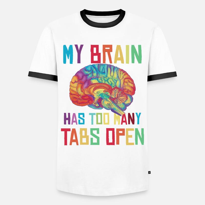 Brain: Too many tabs open - Men's Ringer Shirt - white/black