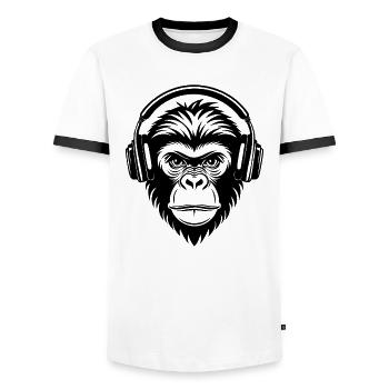 Graffiti Monkey Head Streetstyle Beat Edition Shirt - Men's Ringer Shirt - white/black - Front - AI Model Female 172 light (172cm) & AI Model Male 178 dark (178cm)