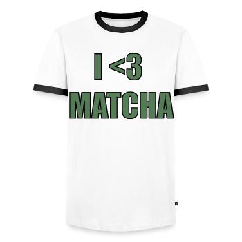 Chemise Matcha Lover - T-shirt contrasté Homme - blanc/noir - Devant - AI Model Female 172 light (172cm) & AI Model Male 178 dark (178cm)