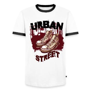 Street Sneaker Graffiti Duo - T-shirt contrasté Homme - blanc/noir - Devant - AI Model Female 172 light (172cm) & AI Model Male 178 dark (178cm)