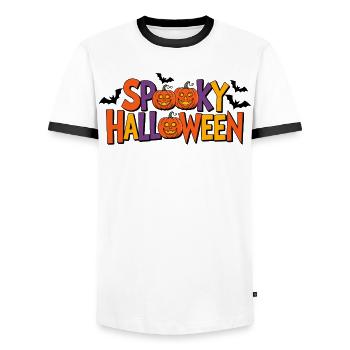 Spooky Halloween Pumpkin Letters - Men's Ringer Shirt - white/black - Front - AI Model Female 172 light (172cm) & AI Model Male 178 dark (178cm)