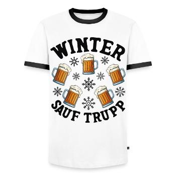 Winter Booze Squad - Men's Ringer Shirt - white/black - Front - AI Model Female 172 light (172cm) & AI Model Male 178 dark (178cm)