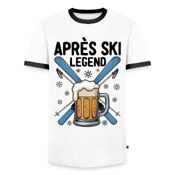 Légende de l’après-ski - T-shirt contrasté Homme - blanc/noir - Devant - AI Model Female 172 light (172cm) & AI Model Male 178 dark (178cm)