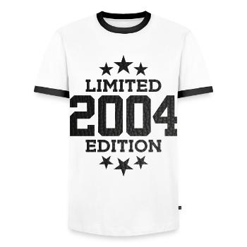 LIMITED EDITION 2004 22ND BIRTHDAY - Men's Ringer Shirt - white/black - Front - AI Model Female 172 light (172cm) & AI Model Male 178 dark (178cm)