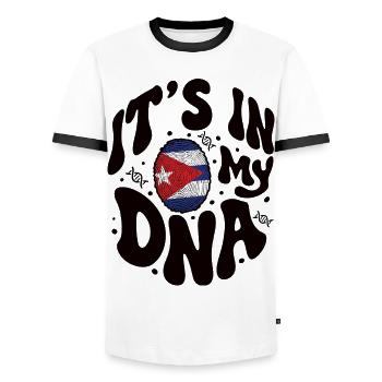 Cuban DNA Cuba Flag Hispanic - Men's Ringer Shirt - white/black - Front - AI Model Female 172 light (172cm) & AI Model Male 178 dark (178cm)
