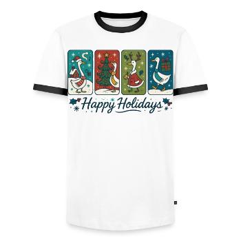 Gans Weihnachten Lustiger Weihnachtsmann Frohe Feiertage - Männer Kontrast-T-Shirt - Weiß/Schwarz - Vorne - AI Model Female 172 light (172cm) & AI Model Male 178 dark (178cm)