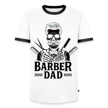 Father Barber Dad Barber Hairdresser - Men's Ringer Shirt - white/black - Front - AI Model Female 172 light (172cm) & AI Model Male 178 dark (178cm)