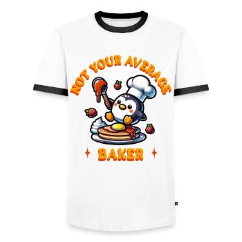 Parfum de gaufre Un design doux pour les connaisseurs - T-shirt contrasté Homme - blanc/noir - Devant - AI Model Female 172 light (172cm) & AI Model Male 178 dark (178cm)
