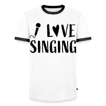 I love singing - Music Love Singer - Men's Ringer Shirt - white/black - Front - AI Model Female 172 light (172cm) & AI Model Male 178 dark (178cm)