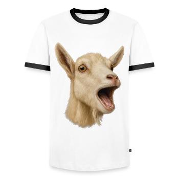 Goat Goat Farming Goat Farmer Goat Open Mouth - Men's Ringer Shirt - white/black - Front - AI Model Female 172 light (172cm) & AI Model Male 178 dark (178cm)