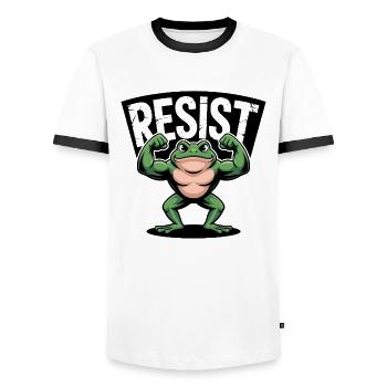 Portland Resistance Frog - T-Shirt de protestation États-Unis - T-shirt contrasté Homme - blanc/noir - Devant - AI Model Female 172 light (172cm) & AI Model Male 178 dark (178cm)