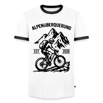 Traversée des Alpes EST 2026 - Vélo - T-shirt contrasté Homme - blanc/noir - Devant - AI Model Female 172 light (172cm) & AI Model Male 178 dark (178cm)