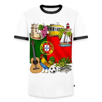 Portugal Stolz - Männer Kontrast-T-Shirt - Weiß/Schwarz - Vorne - AI Model Female 172 light (172cm) & AI Model Male 178 dark (178cm)