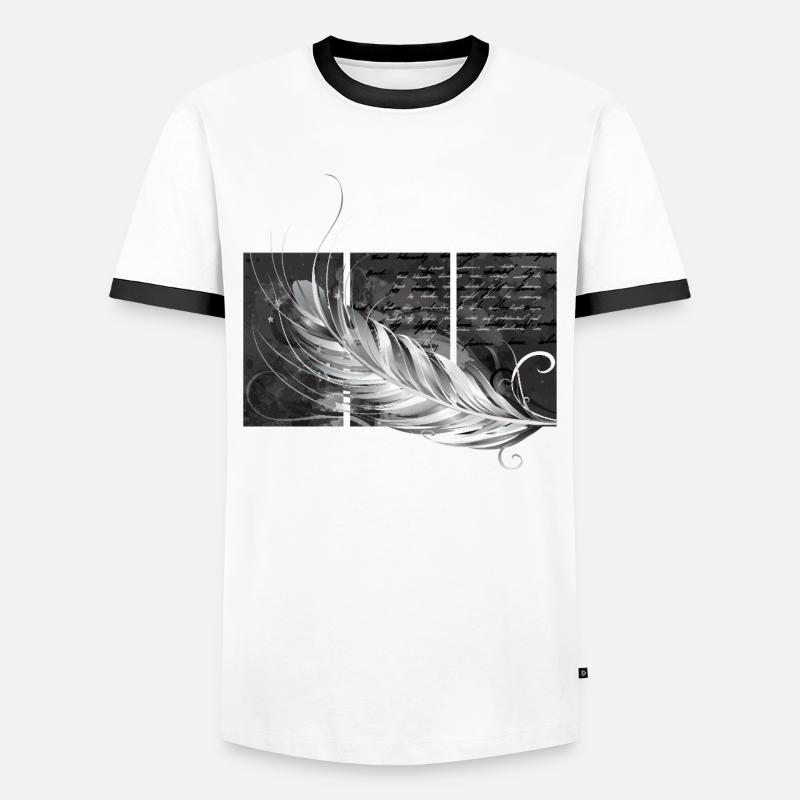 Feather Triptych - Men's Ringer Shirt - white/black