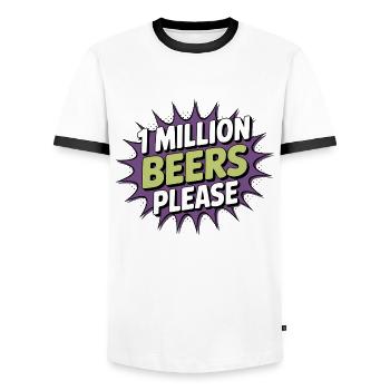 Un million de bières s’il vous plaît - Meme de boisson drôle - T-shirt contrasté Homme - blanc/noir - Devant - AI Model Female 172 light (172cm) & AI Model Male 178 dark (178cm)