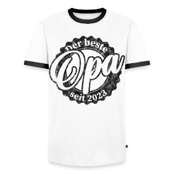 Der Beste Opa seit 2023 - Männer Kontrast-T-Shirt - Weiß/Schwarz - Vorne - AI Model Female 172 light (172cm) & AI Model Male 178 dark (178cm)