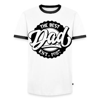 Le meilleur papa EST 1957 - T-shirt contrasté Homme - blanc/noir - Devant - AI Model Female 172 light (172cm) & AI Model Male 178 dark (178cm)
