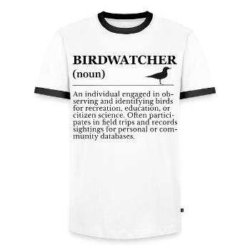 Birdwatcher Definition - Birdwatching - Men's Ringer Shirt - white/black - Front - AI Model Female 172 light (172cm) & AI Model Male 178 dark (178cm)
