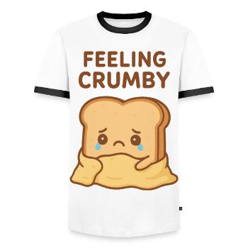 Mascotte de toast miable - T-shirt contrasté Homme - blanc/noir - Devant - AI Model Female 172 light (172cm) & AI Model Male 178 dark (178cm)