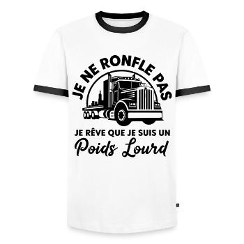 Poids Lourd Humoristique Cadeau Camionneur  - T-shirt contrasté Homme - blanc/noir - Devant - AI Model Female 172 light (172cm) & AI Model Male 178 dark (178cm)