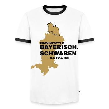 Souabe | DONAU-RIES - T-shirt contrasté Homme - blanc/noir - Devant - AI Model Female 172 light (172cm) & AI Model Male 178 dark (178cm)