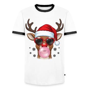 Rentier Bubble Gum - Männer Kontrast-T-Shirt - Weiß/Schwarz - Vorne - AI Model Female 172 light (172cm) & AI Model Male 178 dark (178cm)