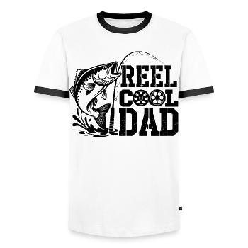 Pêcheur, pêcheur, pêcheur, poisson, moulinet, Cool Dad - T-shirt contrasté Homme - blanc/noir - Devant - AI Model Female 172 light (172cm) & AI Model Male 178 dark (178cm)