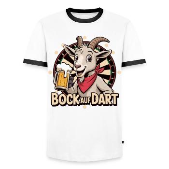 Bock auf Dart – Chemise à pinces avec chèvre et bière - T-shirt contrasté Homme - blanc/noir - Devant - AI Model Female 172 light (172cm) & AI Model Male 178 dark (178cm)