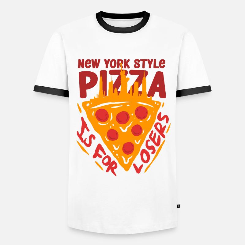 Deep Dish Pizza Chicargo - Männer Kontrast-T-Shirt - Weiß/Schwarz