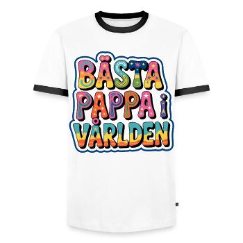 Bästa pappa i världen - Men's Ringer Shirt - white/black - Front - AI Model Female 172 light (172cm) & AI Model Male 178 dark (178cm)