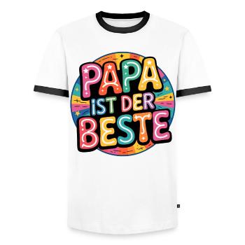 DAD IS THE BEST - Men's Ringer Shirt - white/black - Front - AI Model Female 172 light (172cm) & AI Model Male 178 dark (178cm)