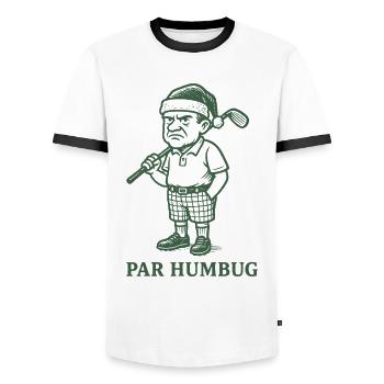 Par Humbug Funny Golf Christmas Golfer - Men's Ringer Shirt - white/black - Front - AI Model Female 172 light (172cm) & AI Model Male 178 dark (178cm)
