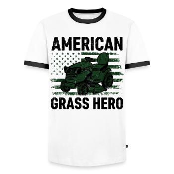 Héros américain de l’herbe - T-shirt contrasté Homme - blanc/noir - Devant - AI Model Female 172 light (172cm) & AI Model Male 178 dark (178cm)