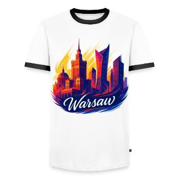 Warsaw magnificent capital Poland Polska Gesche - Men's Ringer Shirt - white/black - Front - AI Model Female 172 light (172cm) & AI Model Male 178 dark (178cm)