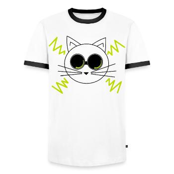 Space Cat - Men's Ringer Shirt - white/black - Front - AI Model Female 172 light (172cm) & AI Model Male 178 dark (178cm)