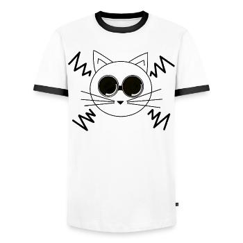 Space Cat - Men's Ringer Shirt - white/black - Front - AI Model Female 172 light (172cm) & AI Model Male 178 dark (178cm)