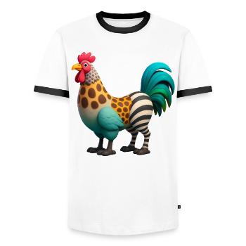 HYBRIDTIER – Baby & Kinder - Männer Kontrast-T-Shirt - Weiß/Schwarz - Vorne - AI Model Female 172 light (172cm) & AI Model Male 178 dark (178cm)