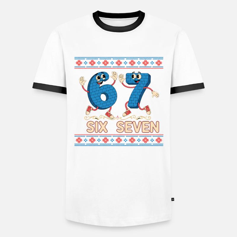 6 7 Sechs Sieben Meme - Männer Kontrast-T-Shirt - Weiß/Schwarz