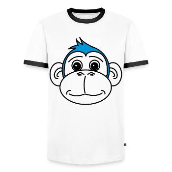 Monkey - Men's Ringer Shirt - white/black - Front - AI Model Female 172 light (172cm) & AI Model Male 178 dark (178cm)
