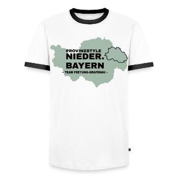 Basse-Bavière | FREYUNG-GRAFENAU - T-shirt contrasté Homme - blanc/noir - Devant - AI Model Female 172 light (172cm) & AI Model Male 178 dark (178cm)