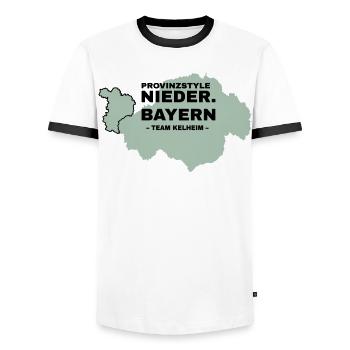 Basse-Bavière | KELHEIM - T-shirt contrasté Homme - blanc/noir - Devant - AI Model Female 172 light (172cm) & AI Model Male 178 dark (178cm)