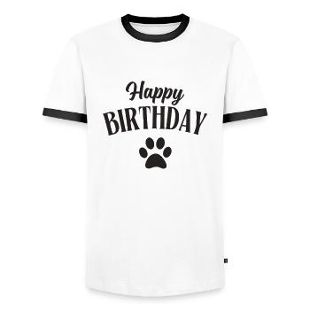 Happy Birthday Dog - Männer Kontrast-T-Shirt - Weiß/Schwarz - Vorne - AI Model Female 172 light (172cm) & AI Model Male 178 dark (178cm)