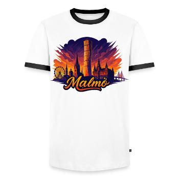 Malmö Stadt Schweden cool episch Geschenk - Männer Kontrast-T-Shirt - Weiß/Schwarz - Vorne - AI Model Female 172 light (172cm) & AI Model Male 178 dark (178cm)