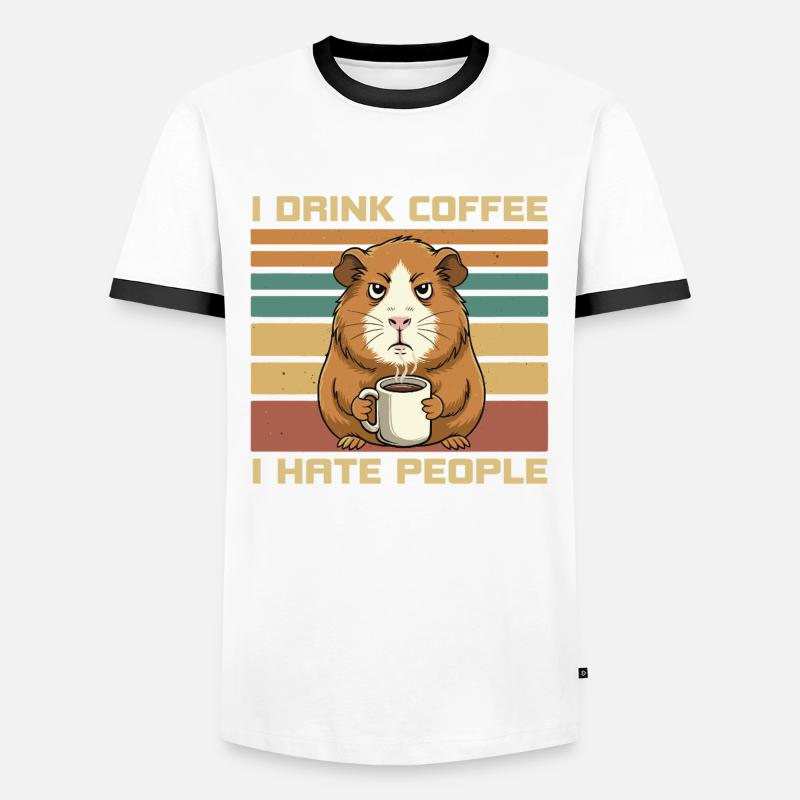 Grumpy Guinea Pig Coffee Quote - Men's Ringer Shirt - white/black