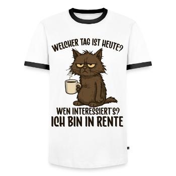 Pension, retraité, retraitée, retraite, drôle - T-shirt contrasté Homme - blanc/noir - Devant - AI Model Female 172 light (172cm) & AI Model Male 178 dark (178cm)