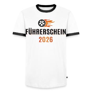 Driver's license passed 2026 - Driver's license - Men's Ringer Shirt - white/black - Front - AI Model Female 172 light (172cm) & AI Model Male 178 dark (178cm)